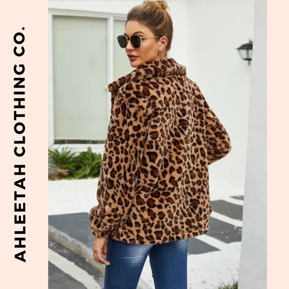 ZAHARA Leopard Open Front Jacket Teddy Coat - Picture 3 of 7